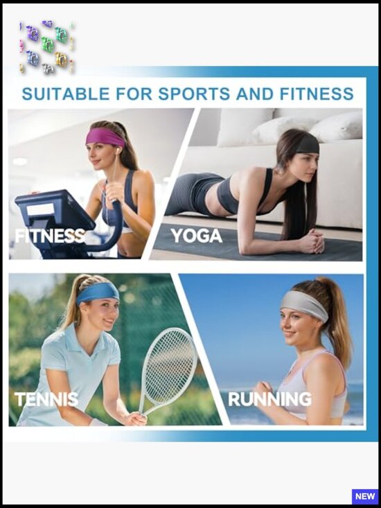 Cooling Headband Moisture Wicking Non-Slip Sweatband for Running Fitness Yoga